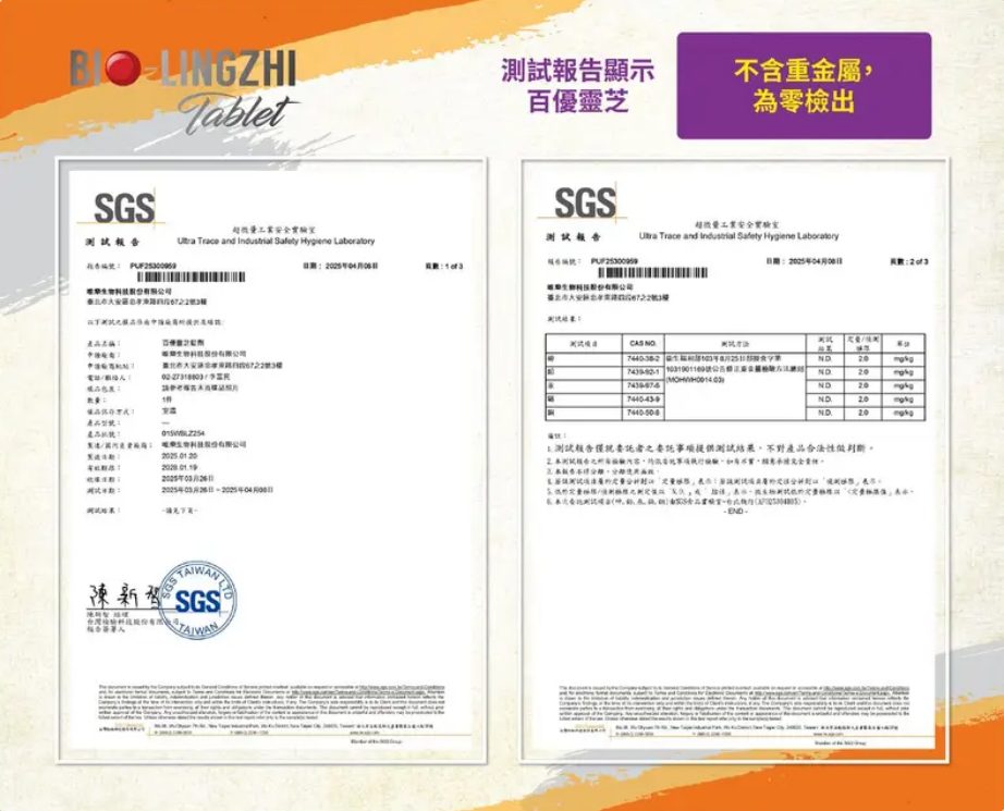 SGS 測試報告：不含重金屬，零檢出